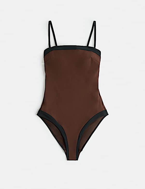 Firm Control Colour Block Square Neck Swimsuit - CN