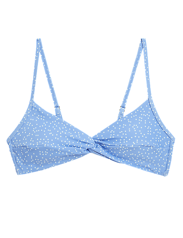 Polka Dot Padded Twist Front Bikini Top