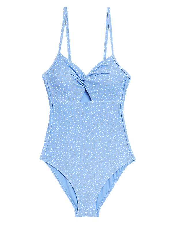 Polka Dot Twist Front Swimsuit