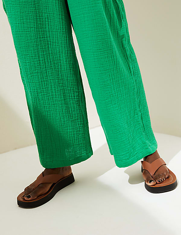 Pure Cotton Wide Leg Trousers