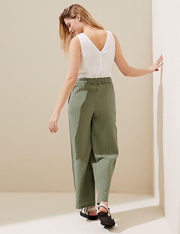 Pure Cotton Wide Leg Trousers