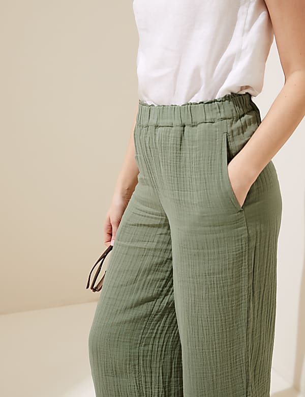 Pure Cotton Wide Leg Trousers