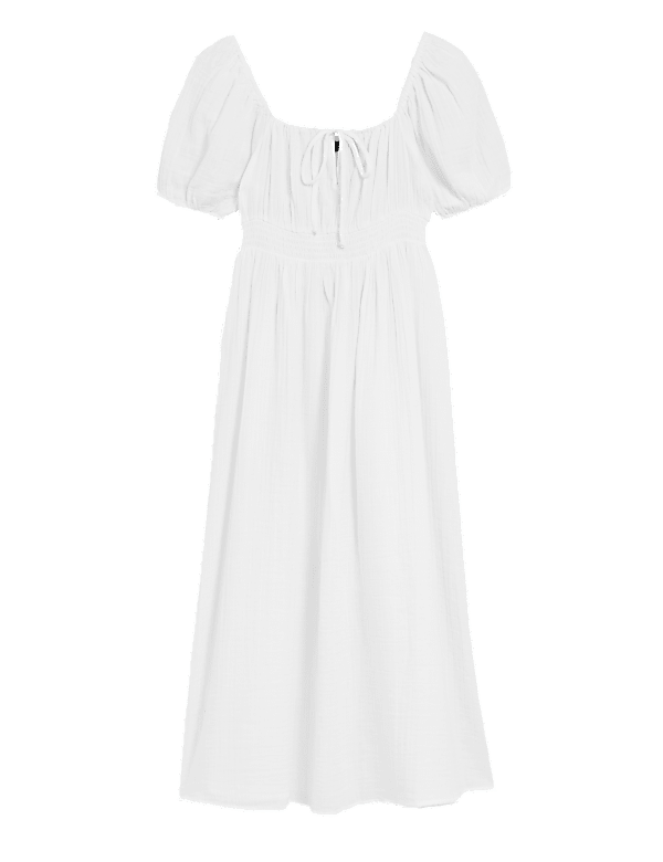 Pure Cotton Square Neck Maxi Tea Dress