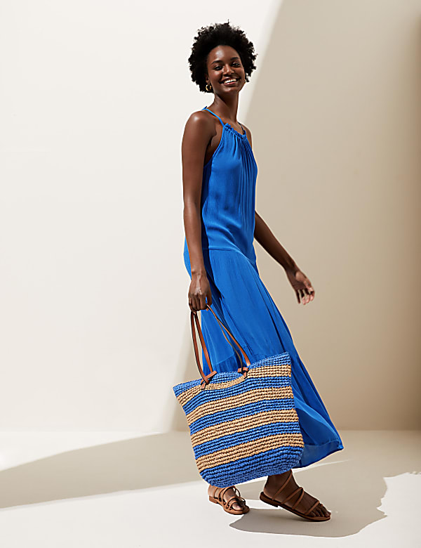 High Neck Sleeveless Maxi Tiered Dress