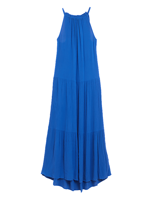 High Neck Sleeveless Maxi Tiered Dress