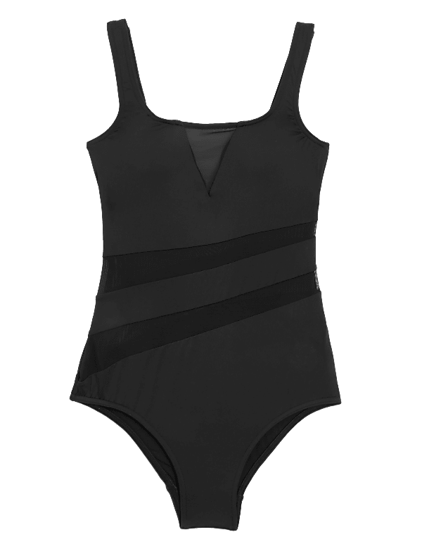 Mesh Scoop Neck Swimsuit