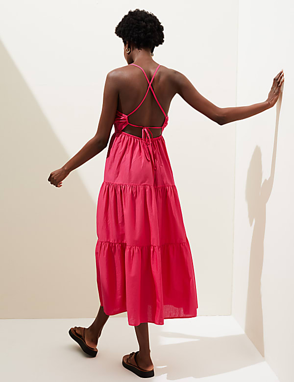 Pure Cotton Square Neck Midaxi Beach Dress