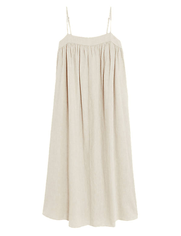 Linen Rich Square Neck Midi Cami Dress