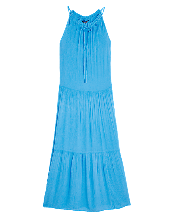 High Neck Midaxi Tiered Beach Dress