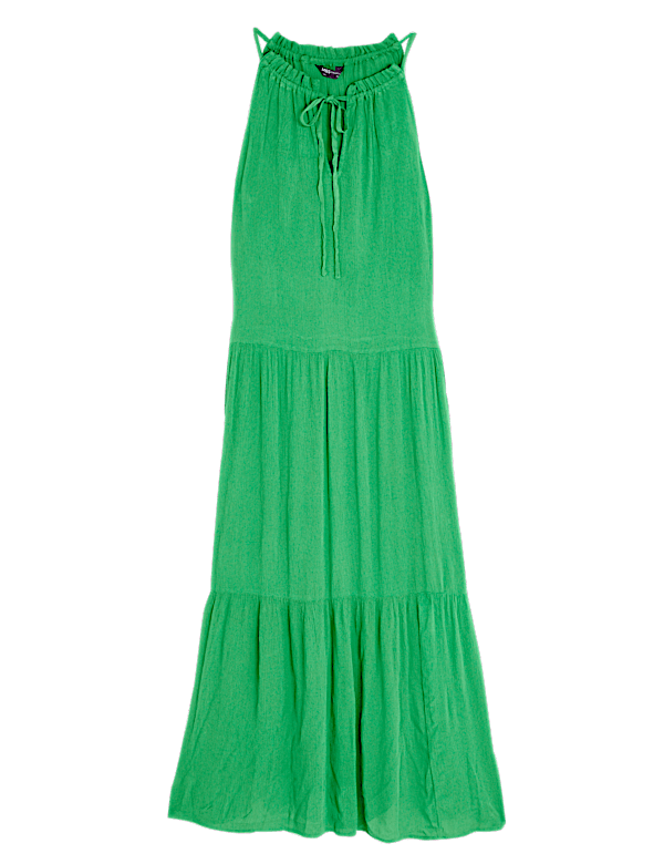 High Neck Midaxi Tiered Beach Dress