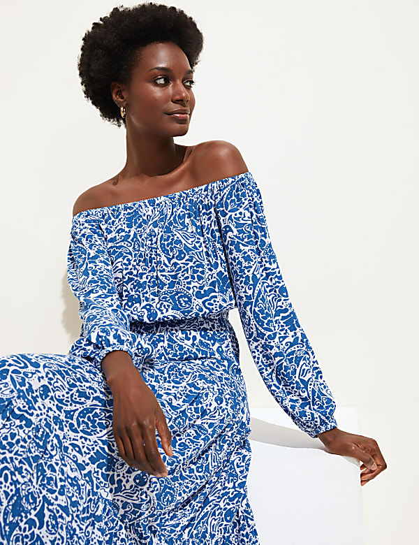 Buy Printed Bardot Maxi Dress at Marks Spencer