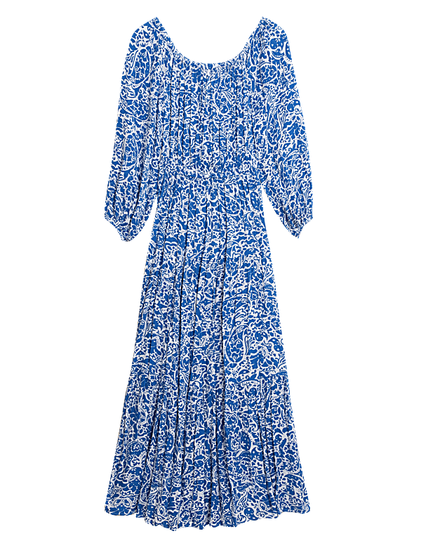 Printed Bardot Maxi Dress