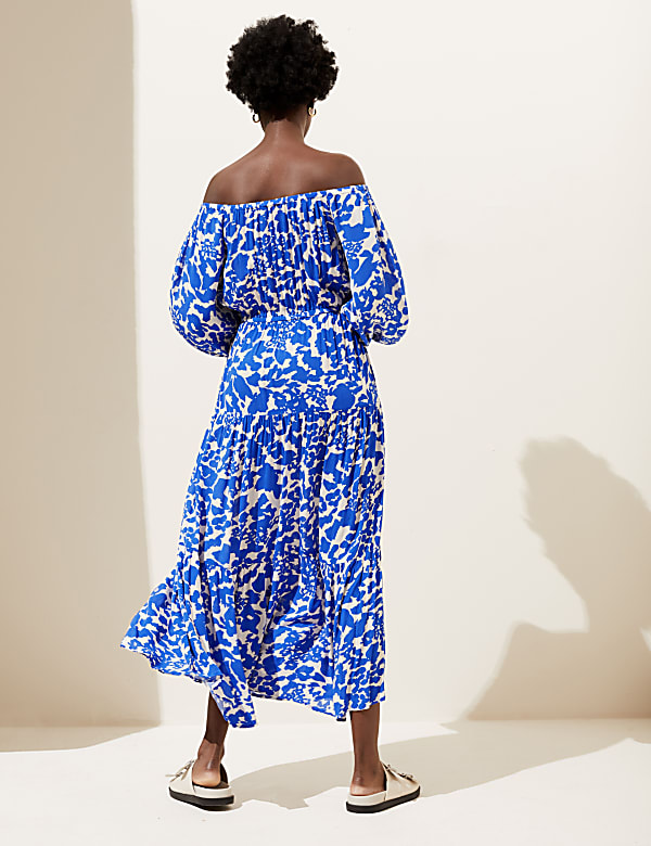 Printed Bardot Maxi Dress