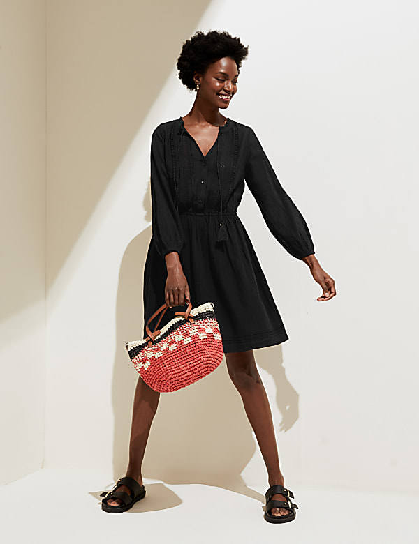 Pure Cotton Embroidered Mini Beach Dress
