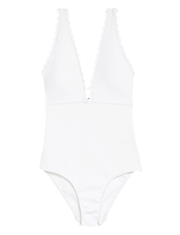 Padded Scallop Plunge Swimsuit