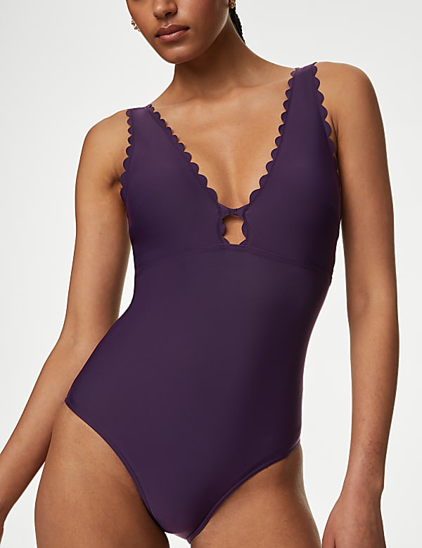 Padded Scallop Plunge Swimsuit