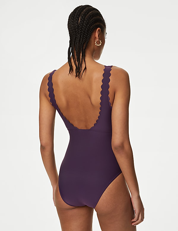Padded Scallop Plunge Swimsuit