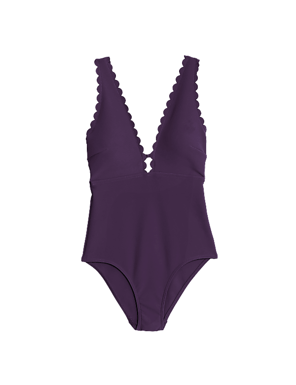Padded Scallop Plunge Swimsuit