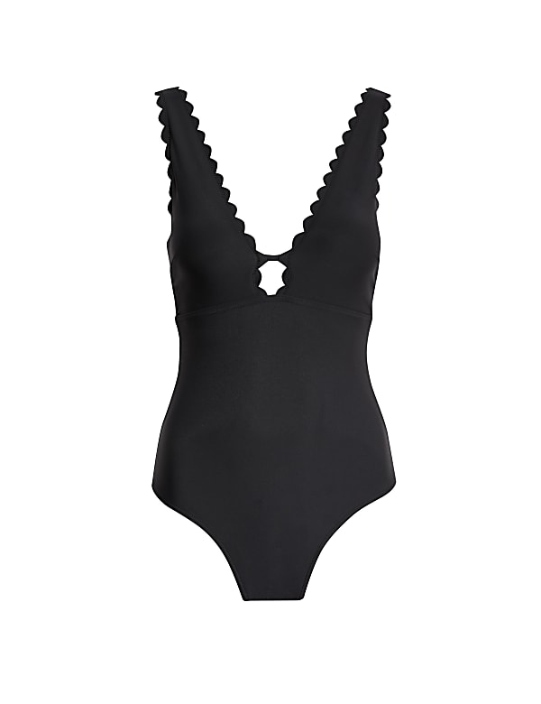 Maillot de bain ampliforme plongeant &agrave; festons - CH