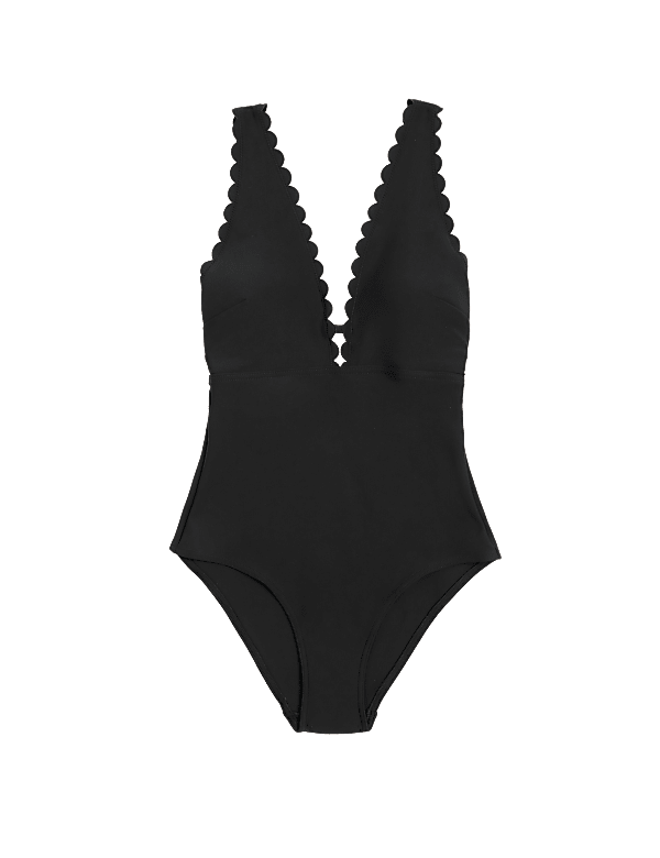 Padded Scallop Plunge Swimsuit
