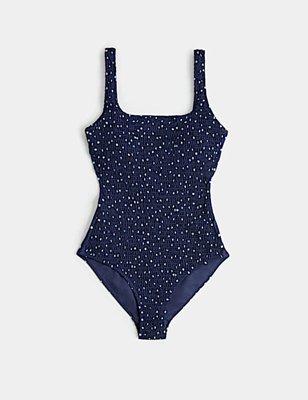 Spot Smocked Scoop Neck Swimsuit - UA