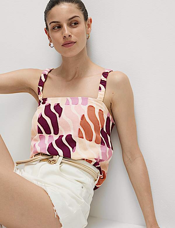 Linen Rich Printed Cami Top
