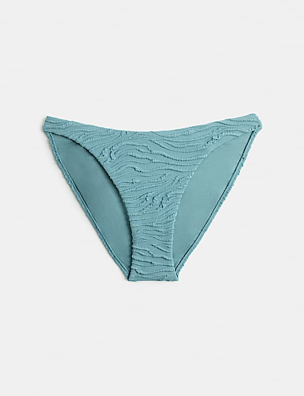 Textured Mid Rise High Leg Bikini Bottoms - NZ