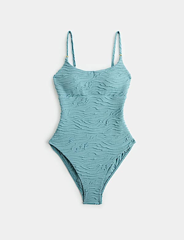Textured Scoop Neck Swimsuit - CN