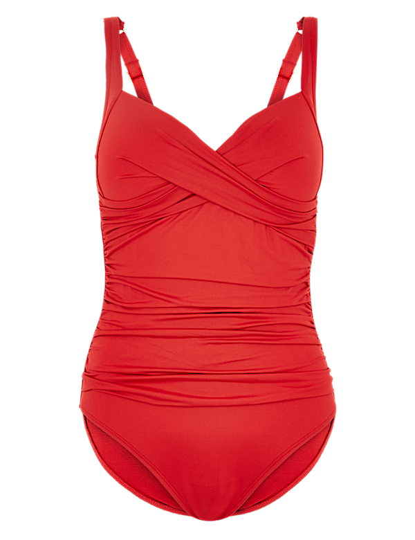 Tummy Control Padded Wrap Plunge Swimsuit