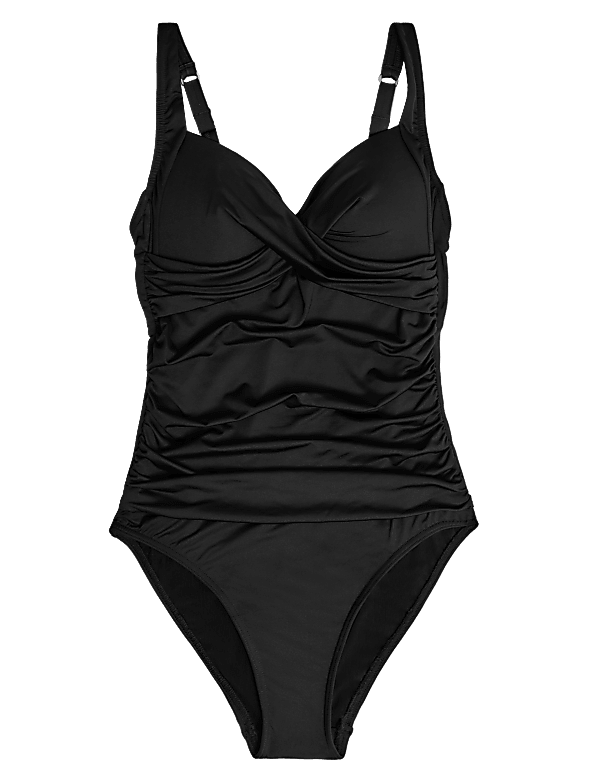 Tummy Control Padded Wrap Plunge Swimsuit