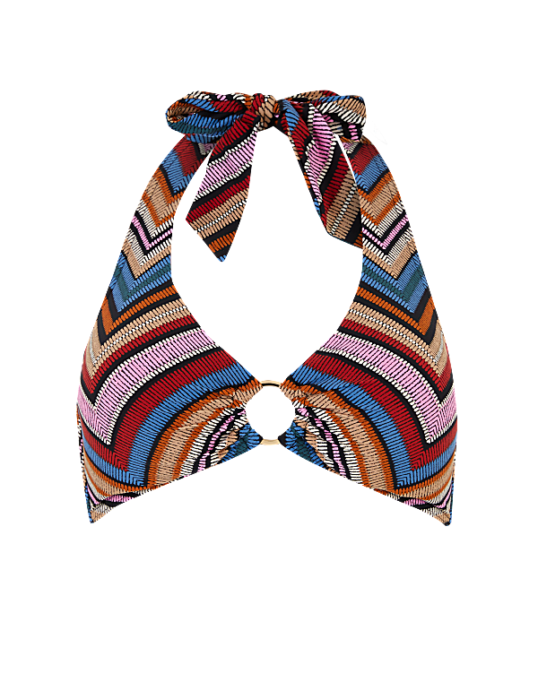 Chevron Printed Ring Detail Bikini Top