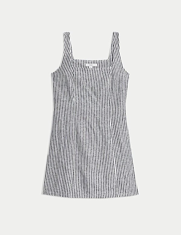 Linen Rich Striped Mini Shift Dress - AU