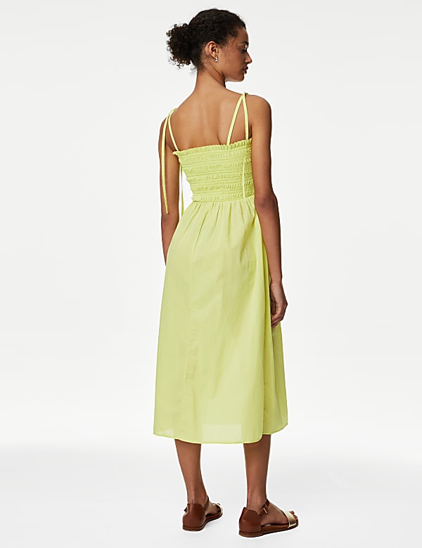 Pure Cotton Square Neck Midi Beach Dress