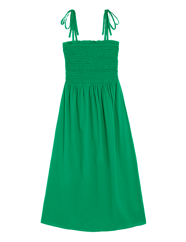 Pure Cotton Square Neck Midi Beach Dress