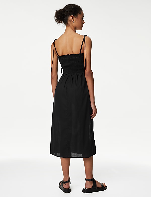 Pure Cotton Square Neck Midi Beach Dress