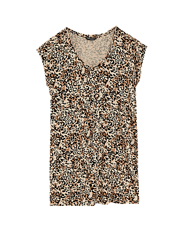 Jersey Printed V-Neck Mini T-Shirt Dress
