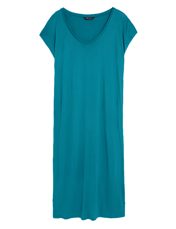 Jersey V-Neck Midi T-Shirt Dress