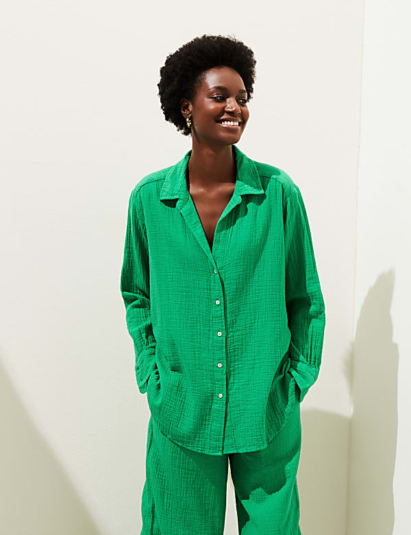 Pure Cotton Textured Beach Shirt