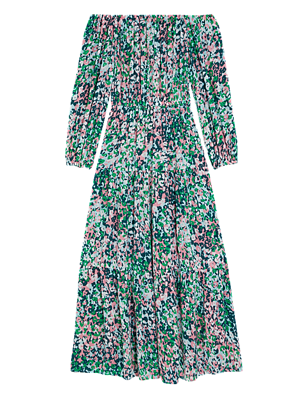 Printed Bardot Midaxi Dress