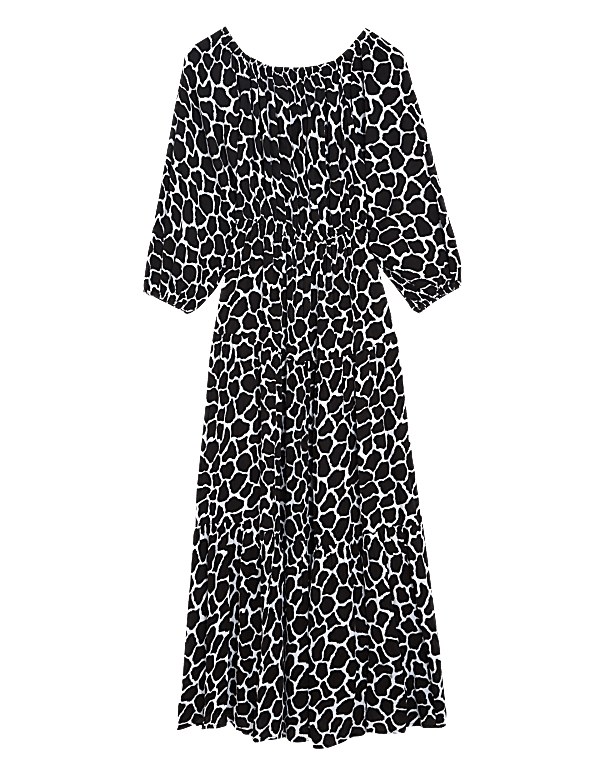 Printed Bardot Midaxi Dress
