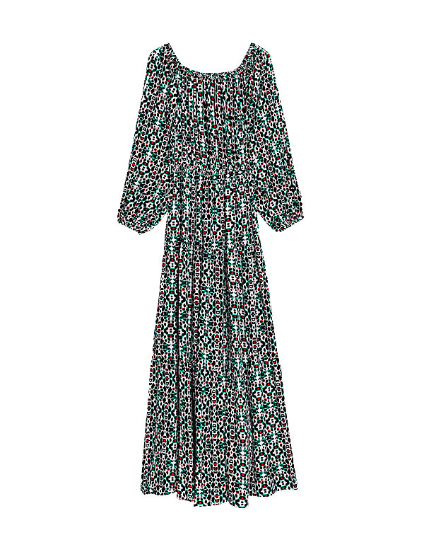 Printed Bardot Midaxi Dress