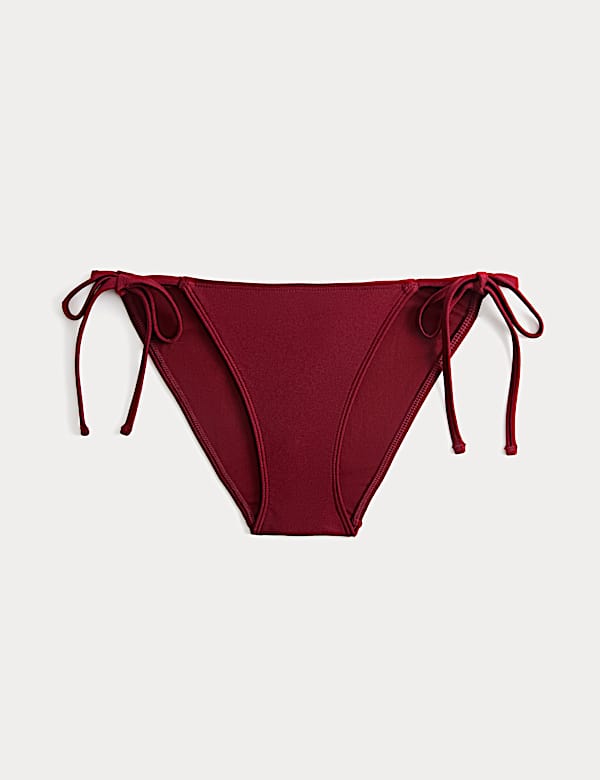 Metallic Sheen Tie Side Bikini Bottoms - CZ