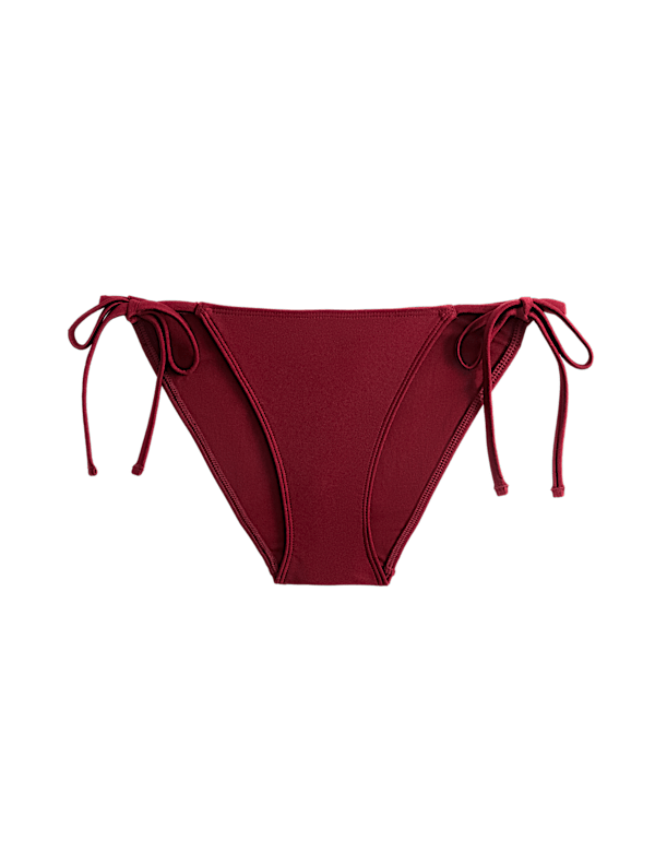 Metallic Sheen Tie Side Bikini Bottoms