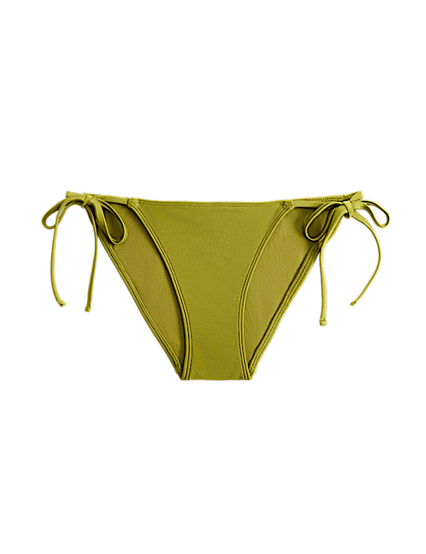 Metallic Sheen Tie Side Bikini Bottoms