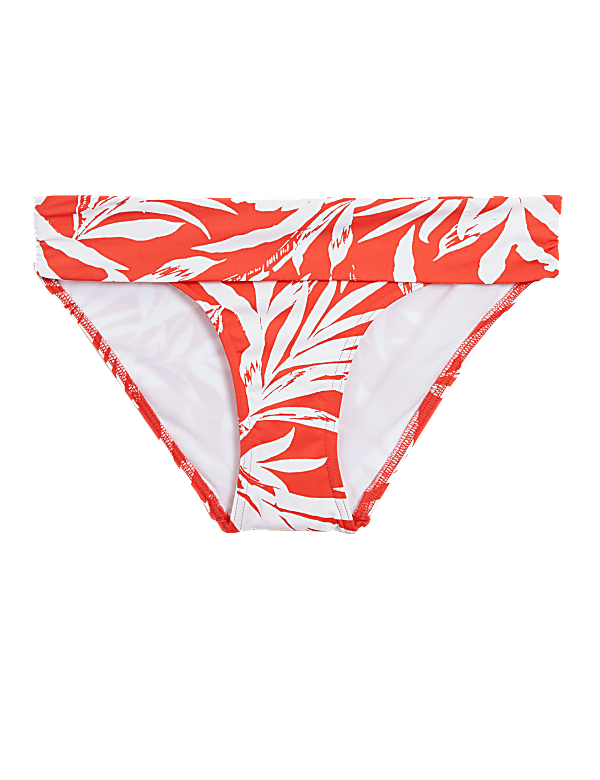 Tummy Control Leaf Print Bikini Bottoms