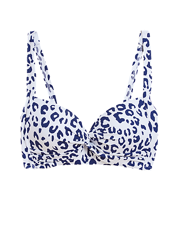 Animal Print Padded Plunge Bikini Top