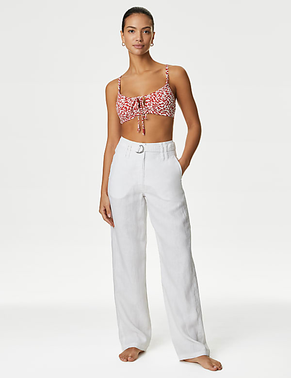 Printed Tie Front Bikini Top