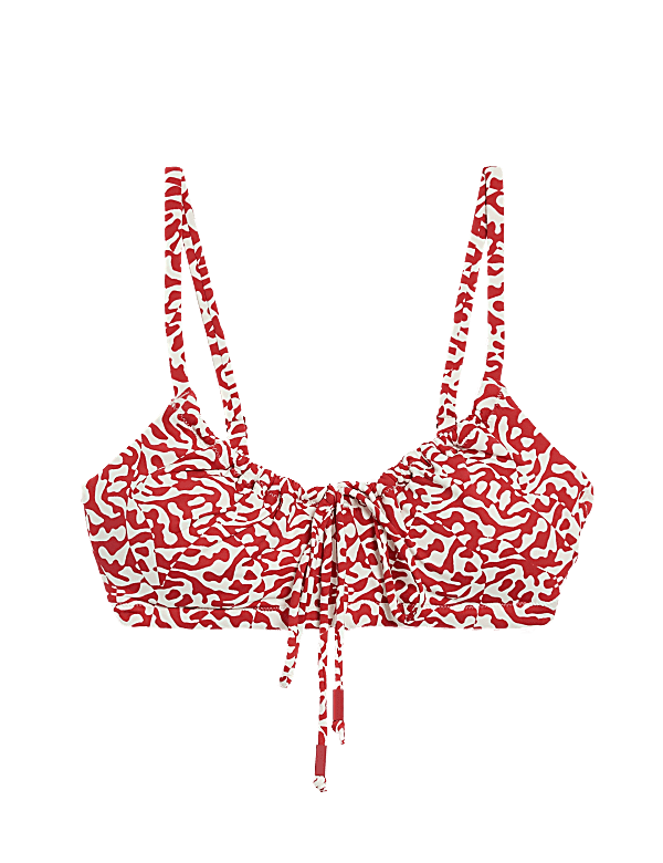 Printed Tie Front Bikini Top