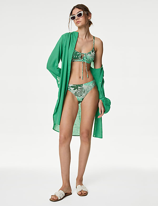 Printed Tie Front Bikini Top