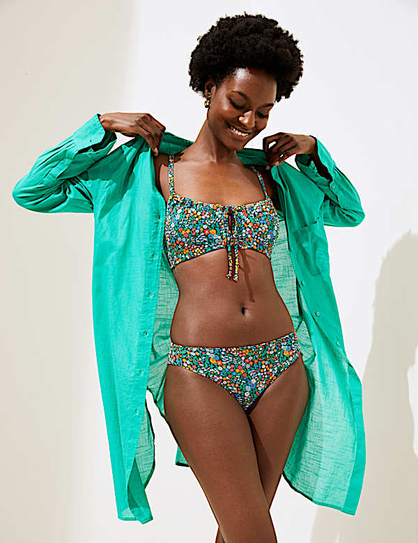 Printed High Leg Bikini Bottom